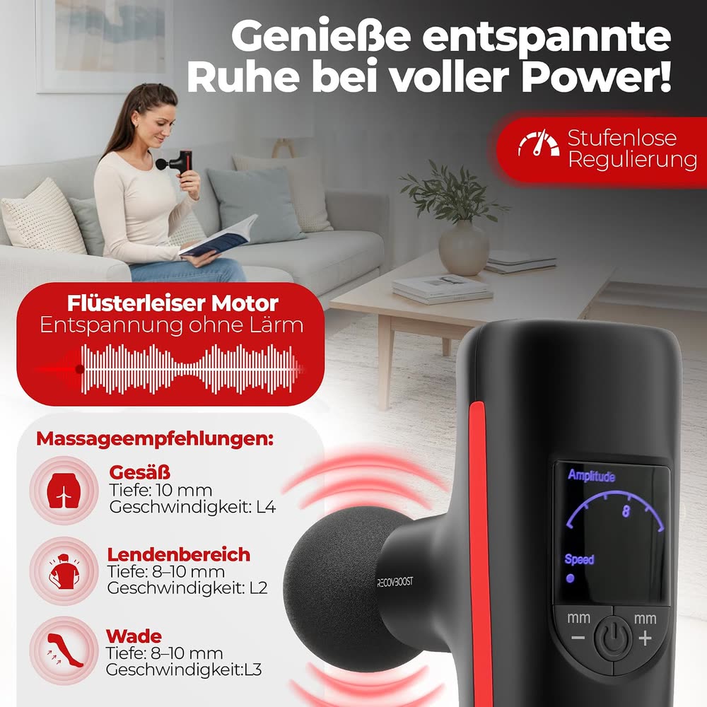 Flüsterleiser Motor – Massageempfehlung für Gesäß, Lendenbereich und Wade